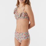 Girl's Eden Ditsy Asymm Ruffle Top Swim Set