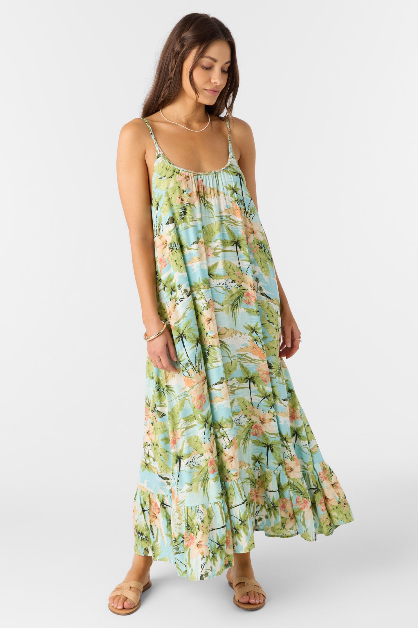 blue green maxi dress O'Neill Women's Gabriela Maxi Dress in Nile Blue, Size Small, Viscose