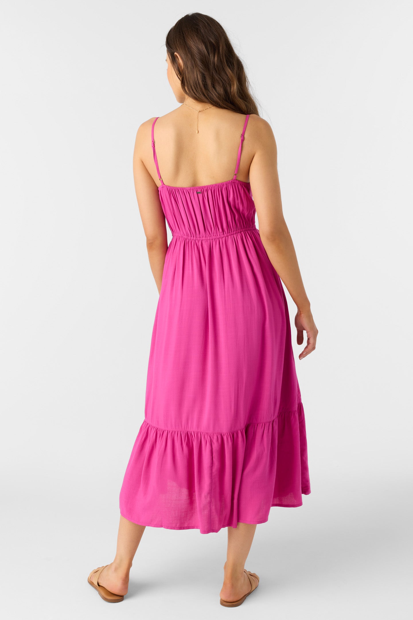 pilar mixed media long sleeve dress Pilar Midi Dress - Fuchsia