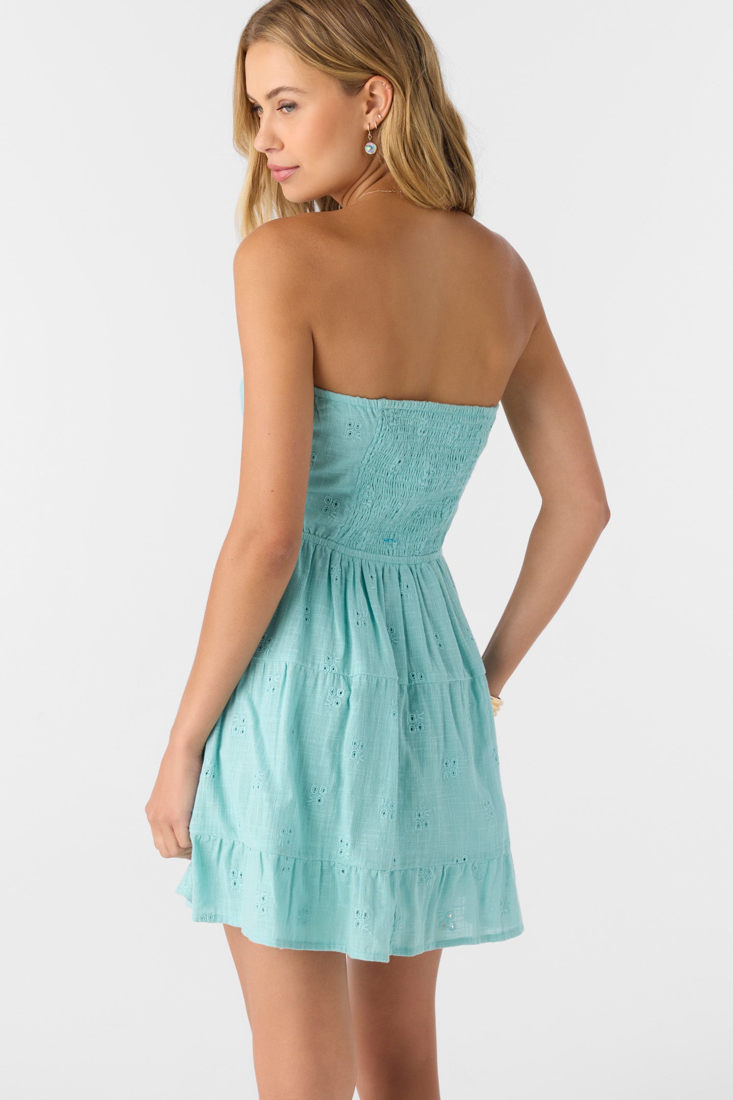 O'neill Juniors' Naya Cotton Eyelet Strapless Mini Dress - Nile Blue