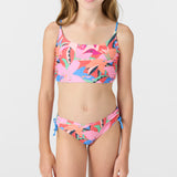 Girl's Cabana Floral Ruched Bralette Top Set