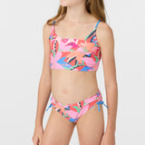 Girl's Cabana Floral Ruched Bralette Top Set