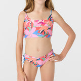 Girl's Cabana Floral Ruched Bralette Top Set