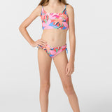 Girl's Cabana Floral Ruched Bralette Top Set