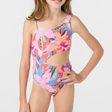 Girl's Cabana Floral Asymmetrical One-Piece