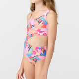 Girl's Cabana Floral Asymmetrical One-Piece