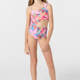 Girl's Cabana Floral Asymmetrical One-Piece