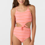 Girl's Paradise Plaid Knot Front One-Piece