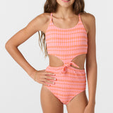 Girl's Paradise Plaid Knot Front One-Piece