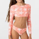 Girl's Sandy Seashells Long Sleeve Crop