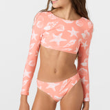 Girl's Sandy Seashells Long Sleeve Crop