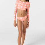 Girl's Sandy Seashells Long Sleeve Crop