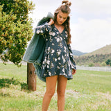 Stevie Kendra Floral Long Sleeve Mini Dress