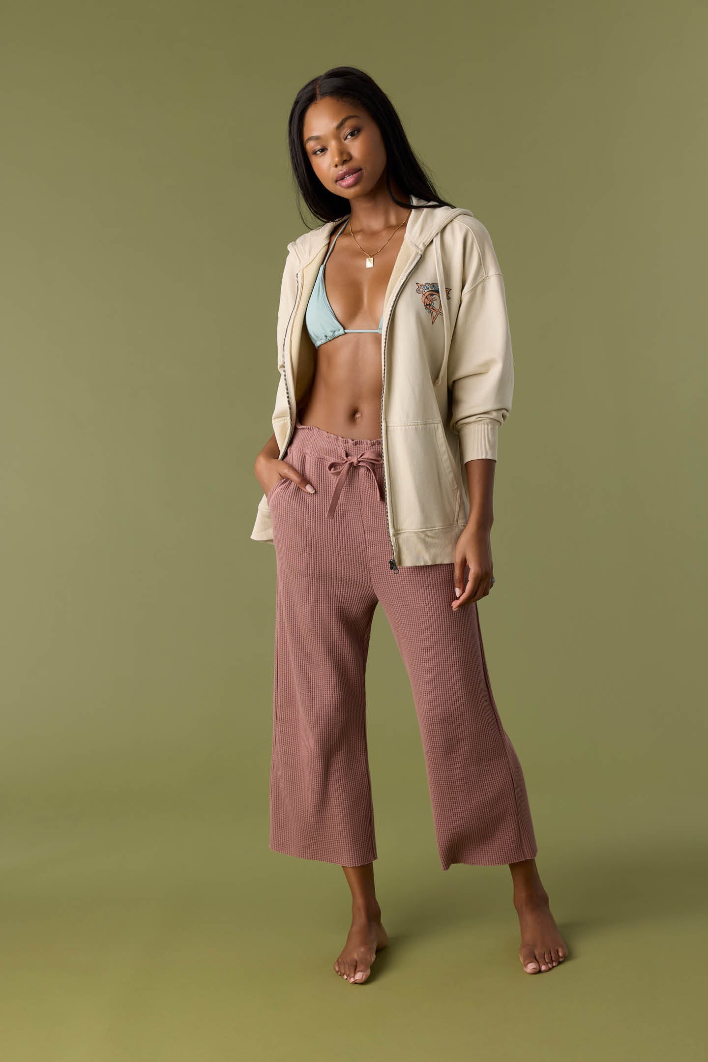 TOUR WAFFLE KNIT CROPPED LOUNGE PANTS