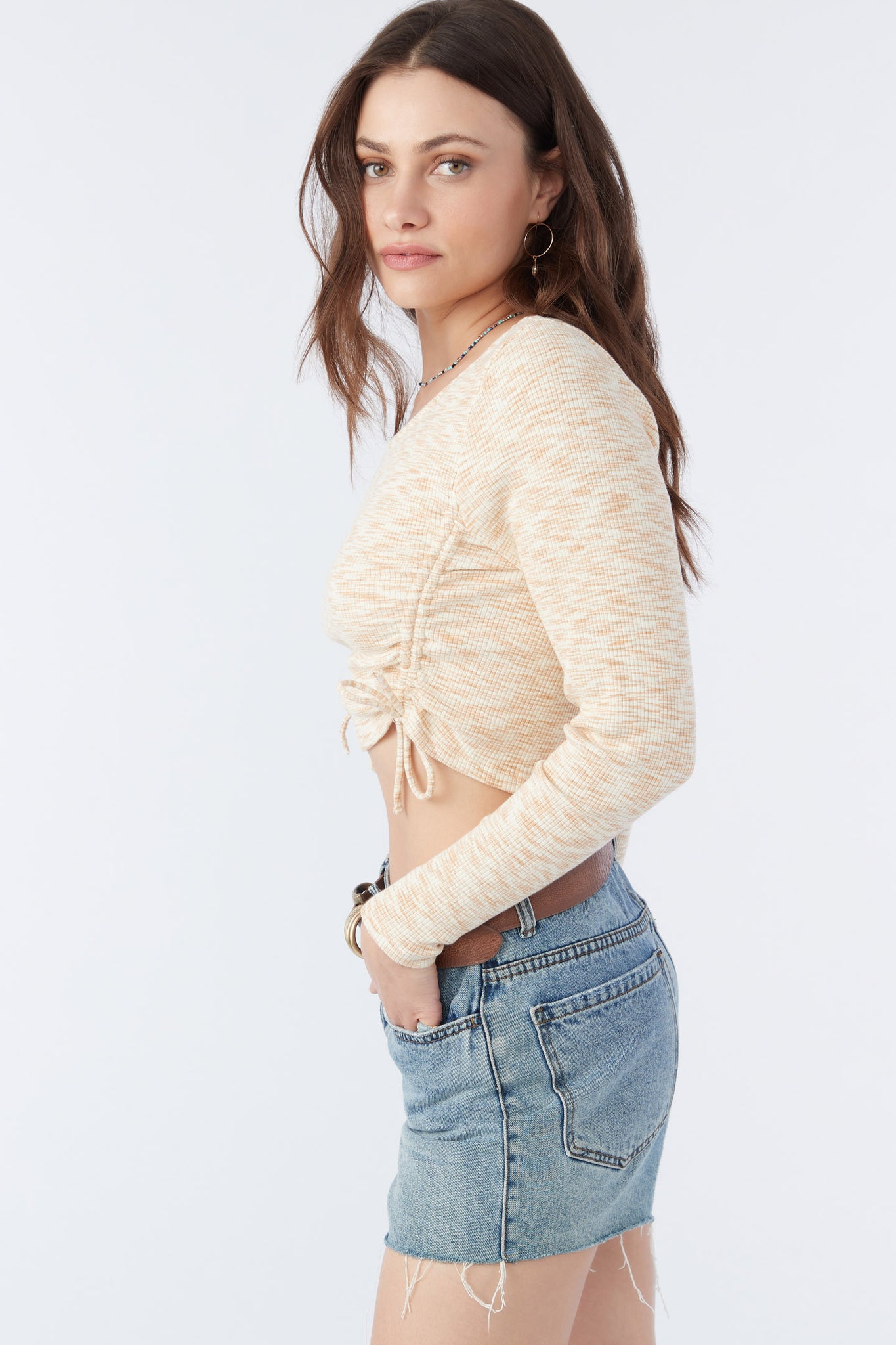 ANYTA SIDE CINCHED KNIT TOP