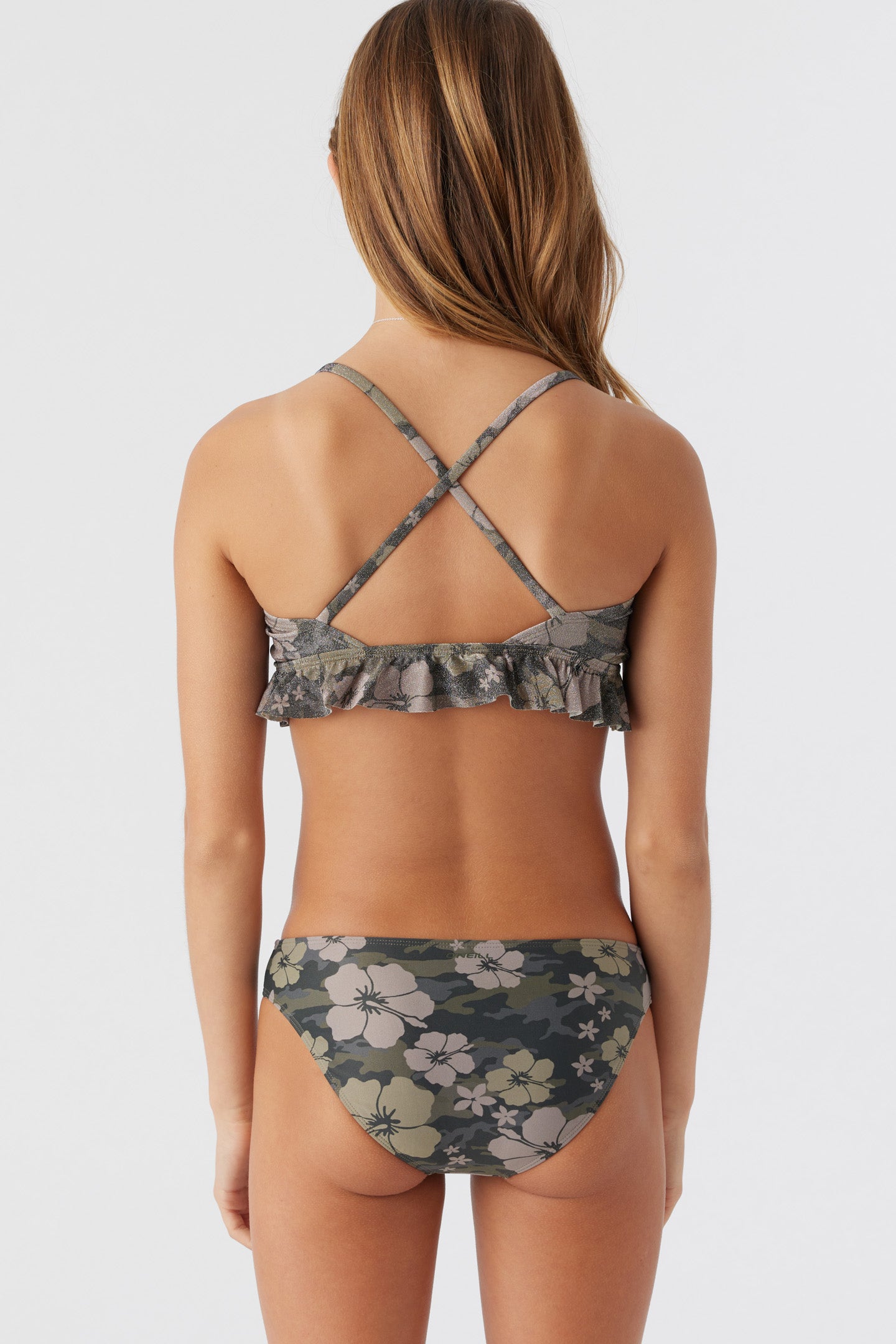 GIRL'S HIBISCUS CAMO PEPLUM TRI SET