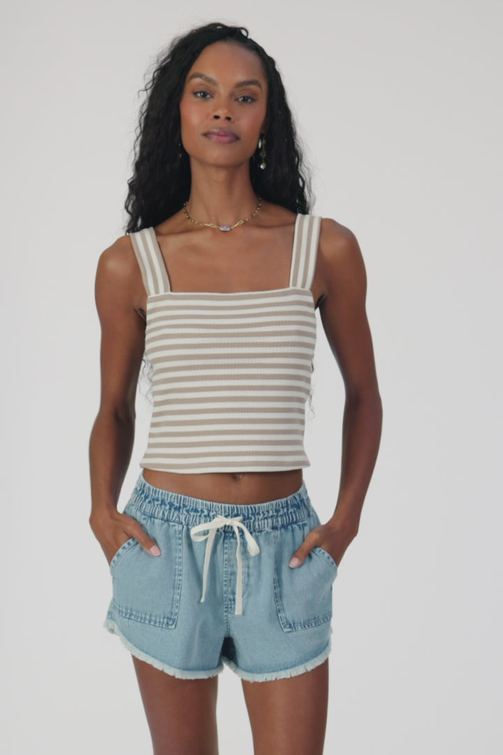 Vanessa Stripe Sleeveless Top - Simply Taupe | O'Neill