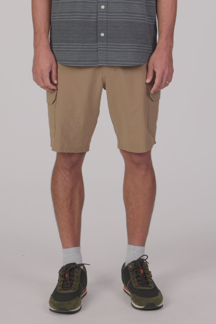 TRVLR Cargo  20" Hybrid Shorts - Check w/ Morgan - Dark Khaki | O'Neill