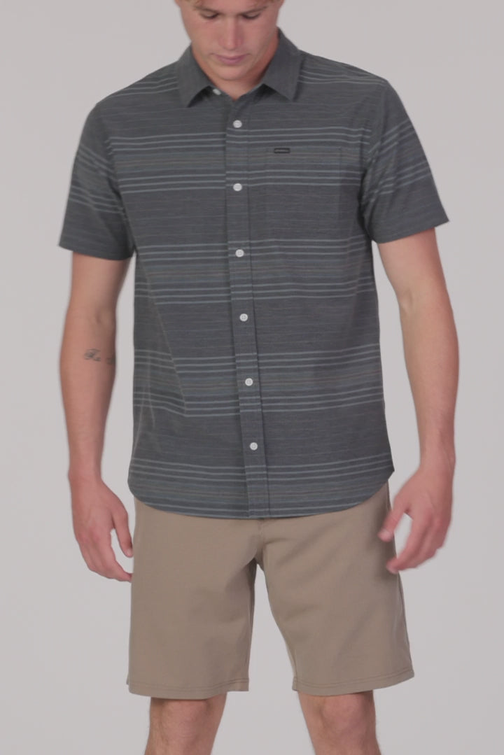 TRVLR UPF Traverse Stripe Standard Fit Shirt - Black | O'Neill