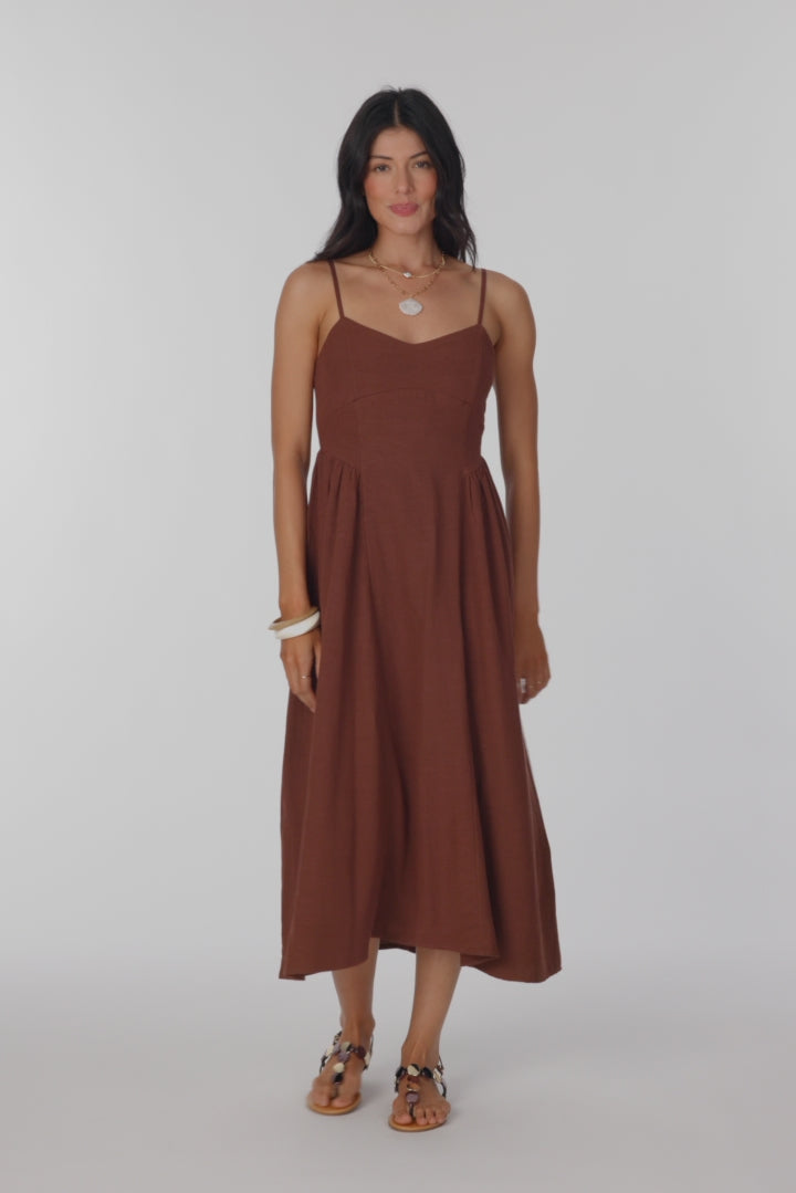 Linden Solid Midi Dress - Coconut Brown | O'Neill