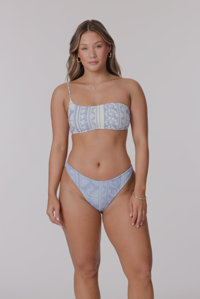 Surf Abstract Seal Beach One Shoulder Bandeau Top - Azurine | O'Neill