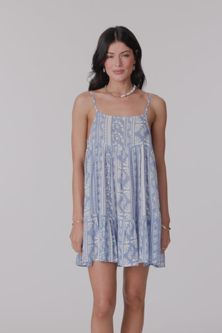 Saltwater Essentials Rilee Printed Mini Cover-Up Dress - Azurine