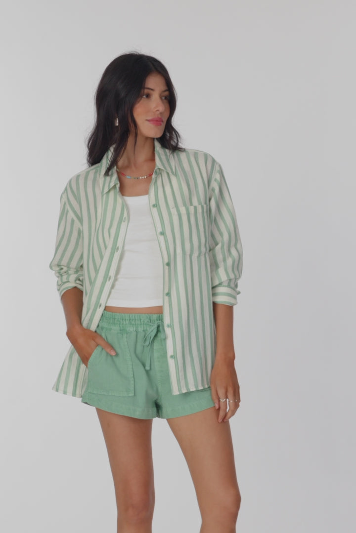 Leni Stripe Relaxed Long Sleeve Top - Green | O'Neill