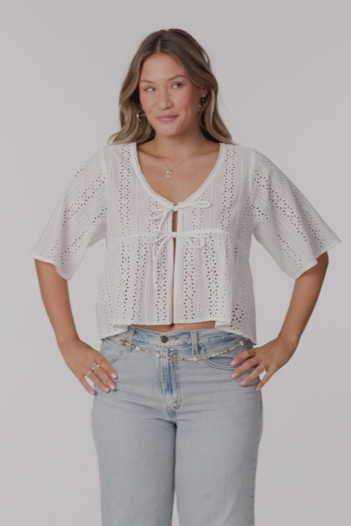 Loni Eyelet Top - White | O'Neill