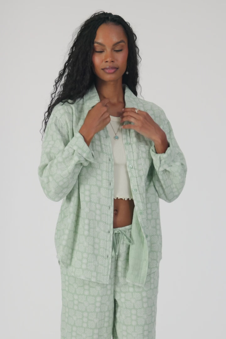 Leni Relaxed Geo Long Sleeve Top - Seafoam | O'Neill