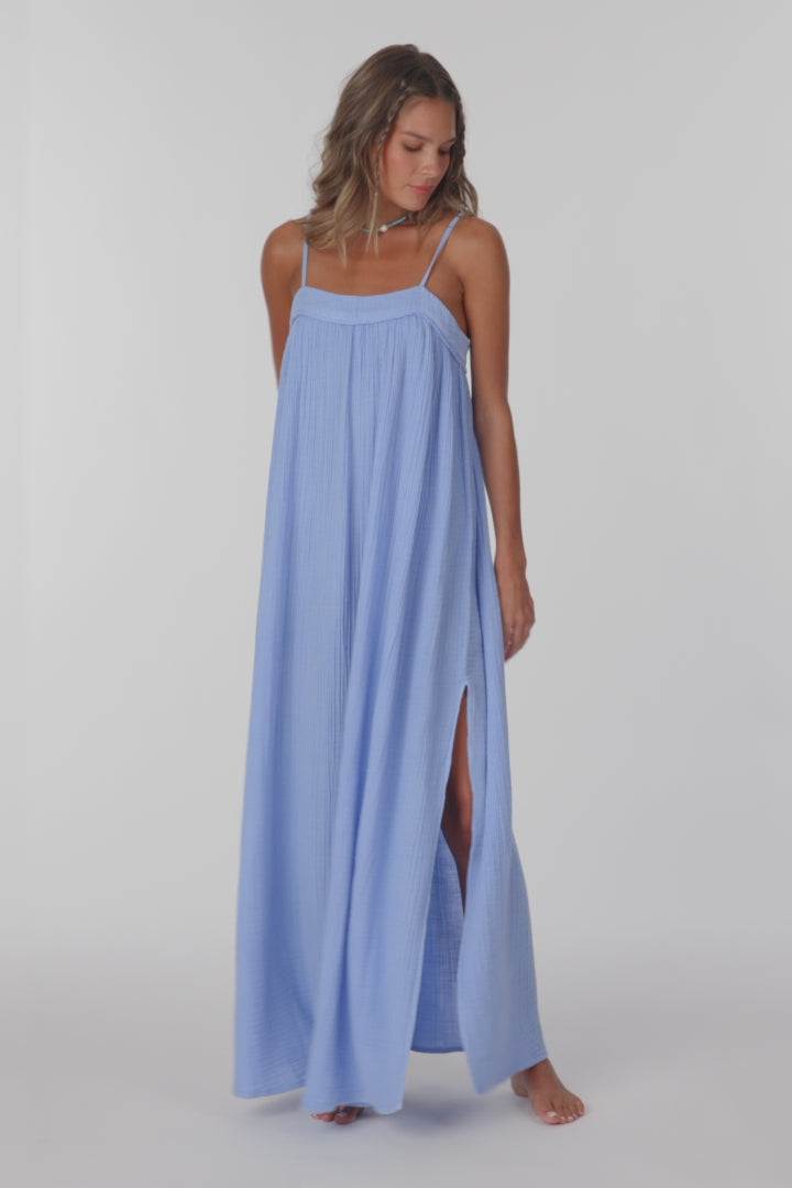 Saltwater Solids Sai Maxi Cover-Up Dress - Blue Glass | O'Neill