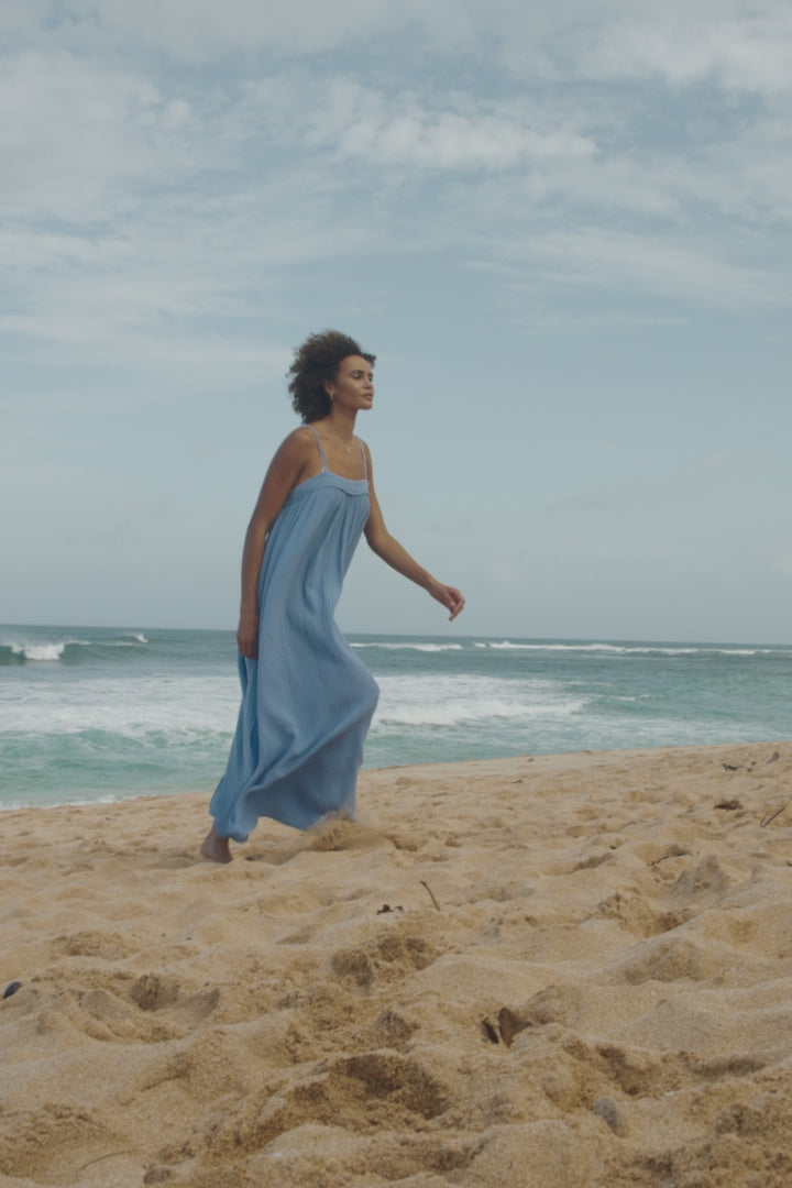 Saltwater Solids Sai Maxi Cover-Up Dress - Blue Glass | O'Neill