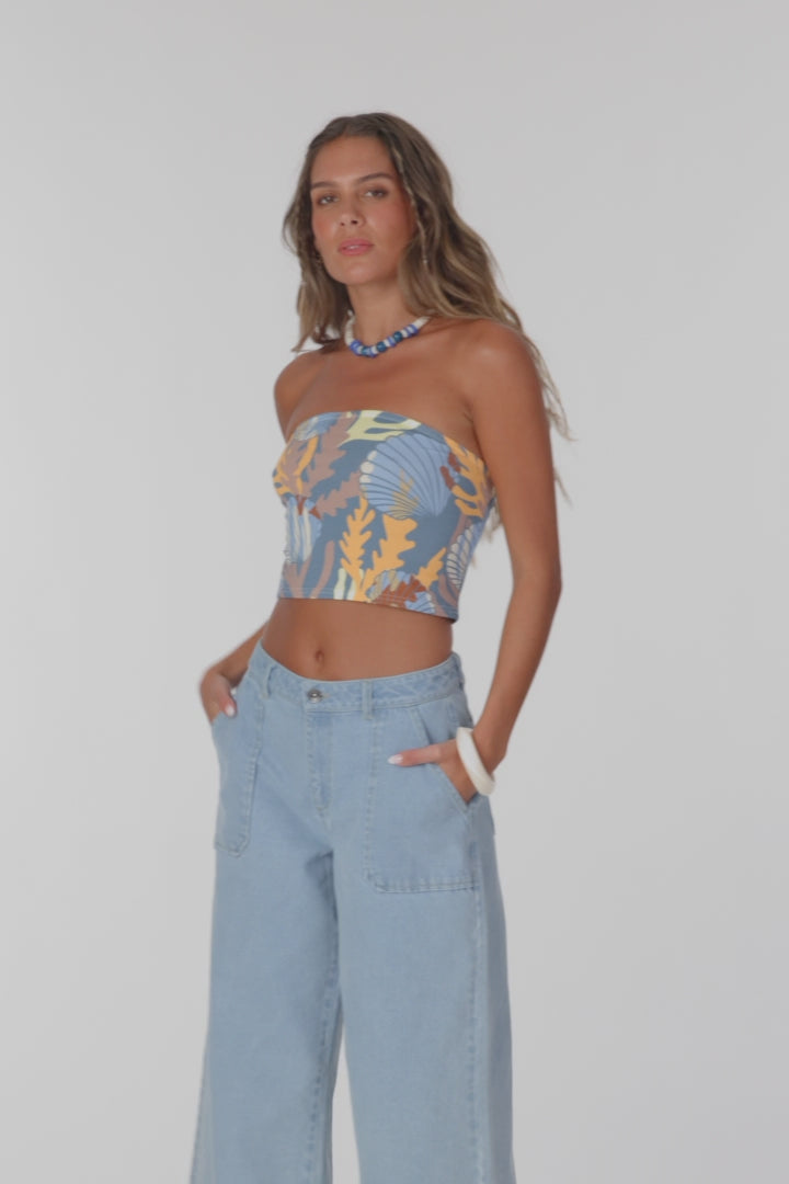 Adeline Geo Tube Top Tops - Captain's Blue | O'Neill