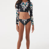 Girl's Rosetta Long Sleeve Crop Top Swim Set