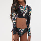 Girl's Rosetta Long Sleeve Crop Top Swim Set