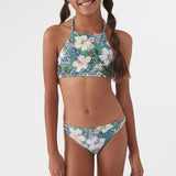 Girl's Bellamy Floral Braided High Neck Swim Set