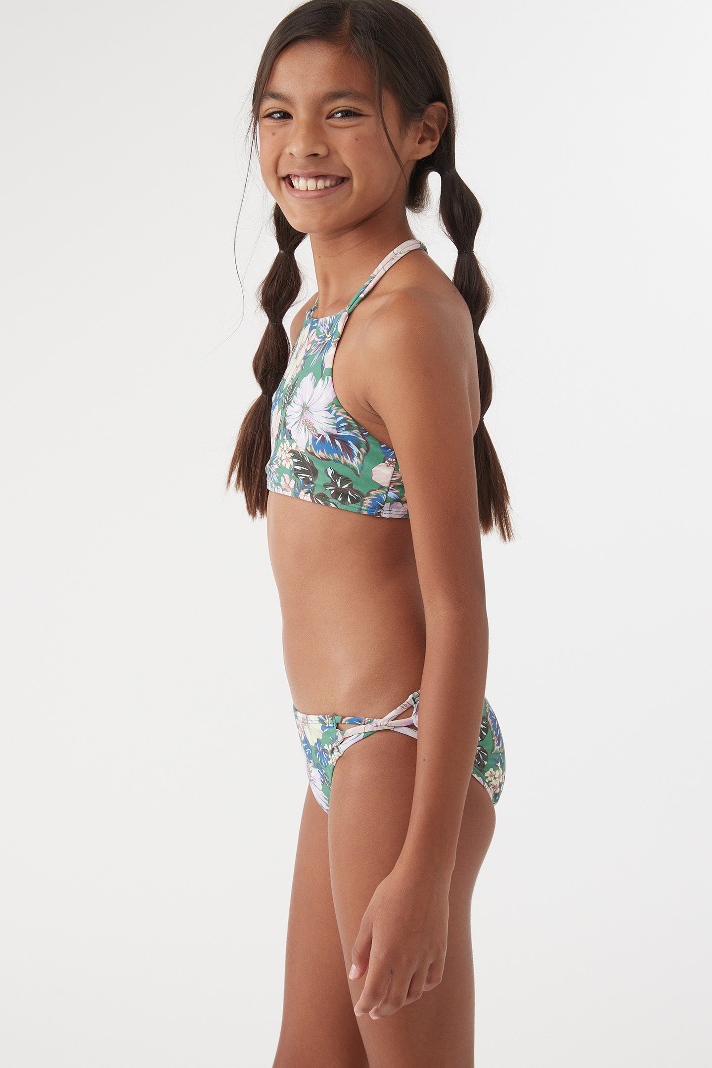 GIRL'S BELLAMY FLORAL BRAIDED HIGH NECK SWIM SET