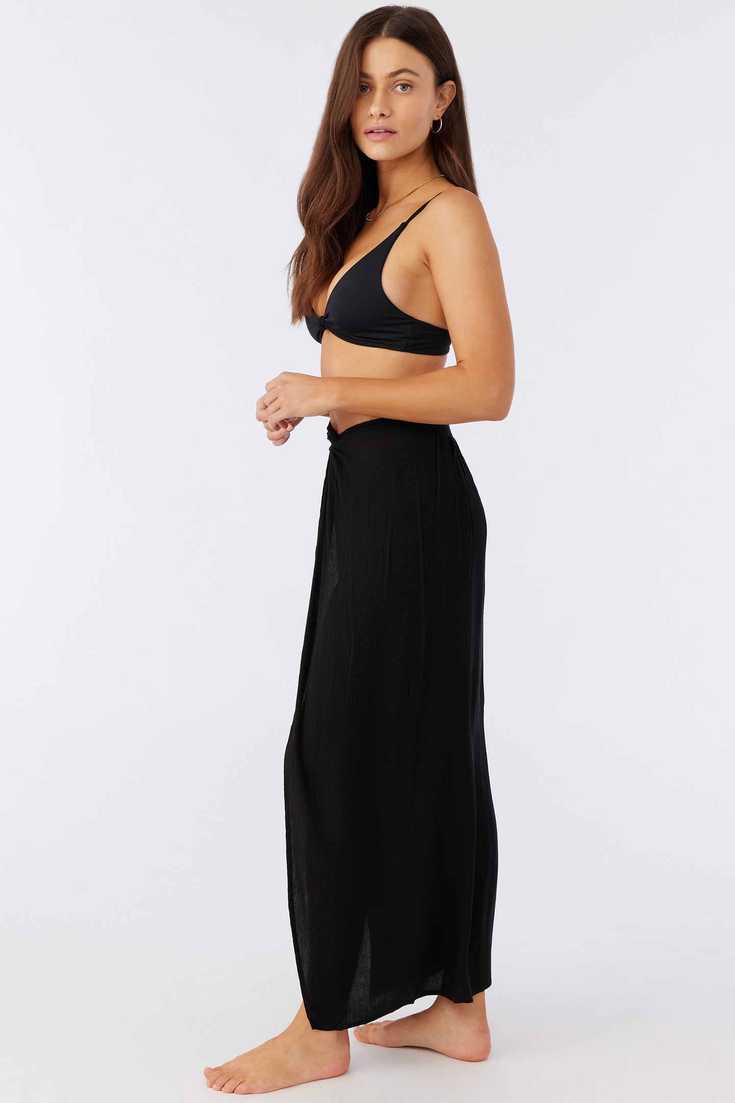 Saltwater Solids Hanalei Maxi Skirt Cover-Up - Black | O'Neill