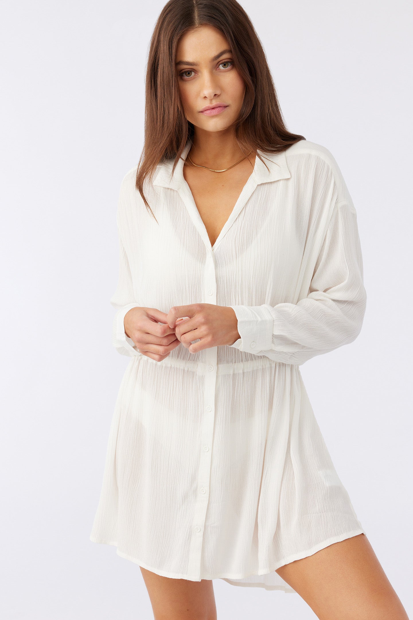 SALTWATER SOLIDS CAMI SWIM COVER-UP