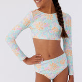 Girl's Piper Floral Long Sleeve Crop Top Set