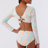 Girl's Piper Floral Long Sleeve Crop Top Set