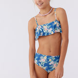 Girl's Tulum Tropical Ruffle Bralette Swim Set