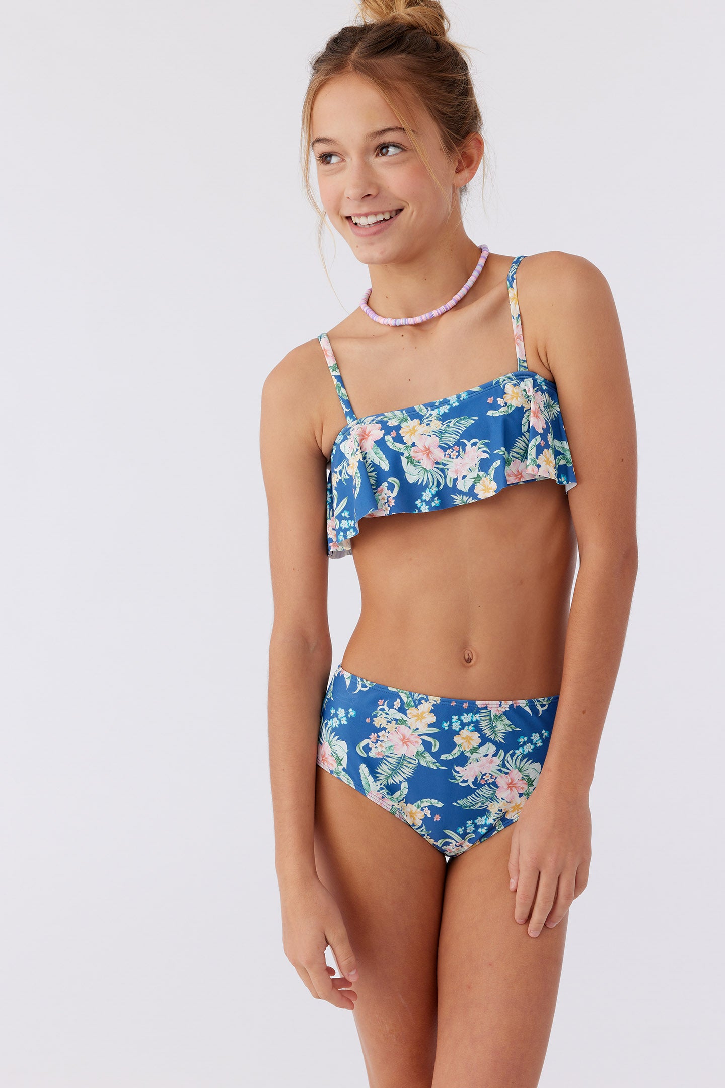 GIRL'S TULUM TROPICAL RUFFLE BRALETTE SWIM SET