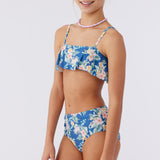Girl's Tulum Tropical Ruffle Bralette Swim Set
