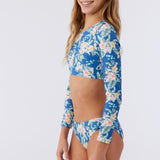 Girl's Tulum Tropical Long Sleeve Crop Swim Set