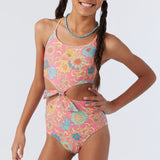 Girl's Belize Floral Knot Front One-Piece