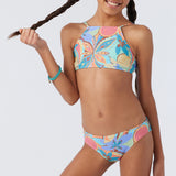 Girl's Nina Abstract Multi Strap High Neck Swim Set