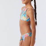Girl's Nina Abstract Multi Strap High Neck Swim Set