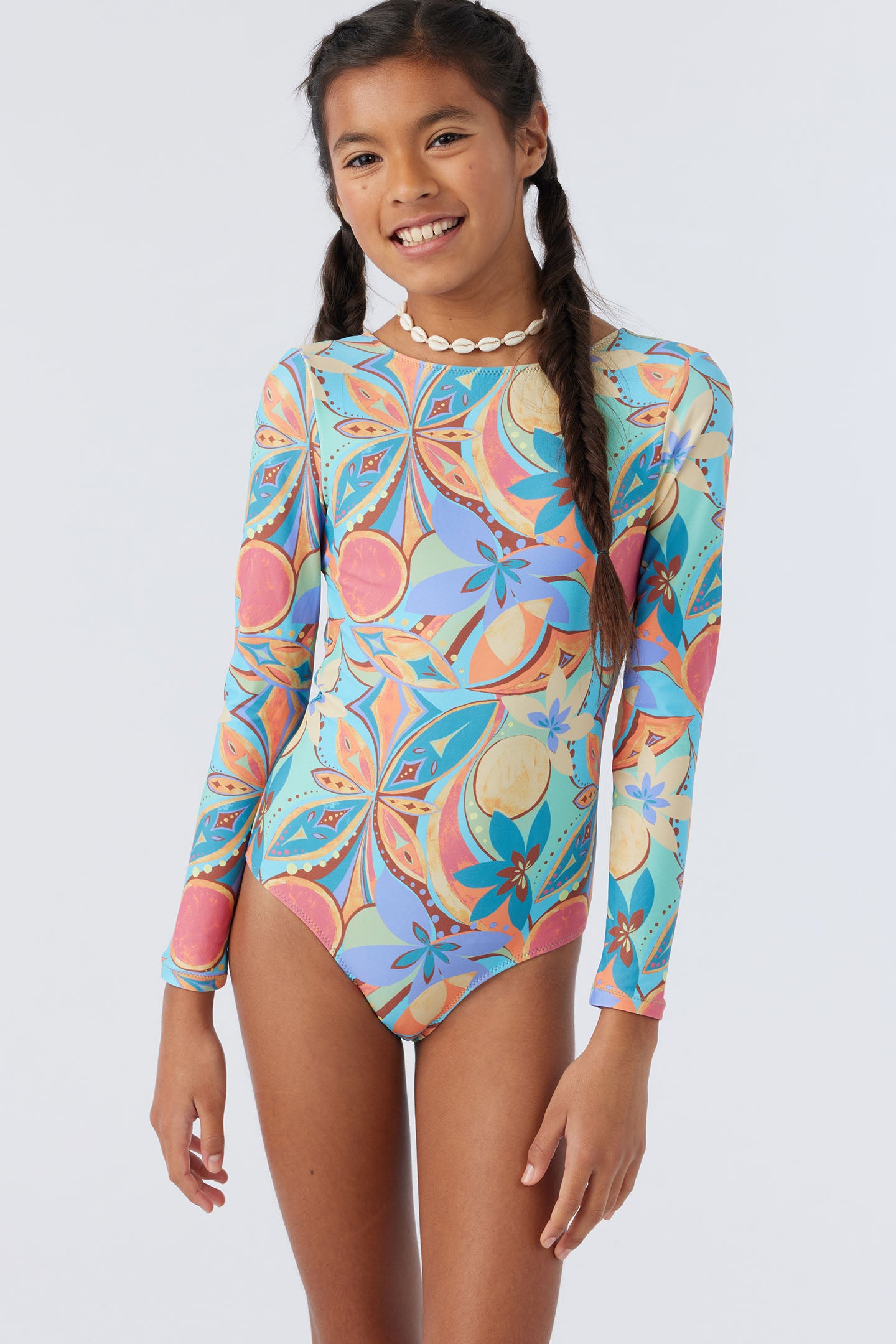 GIRL'S NINA ABSTRACT TWIST BACK SURF SUIT