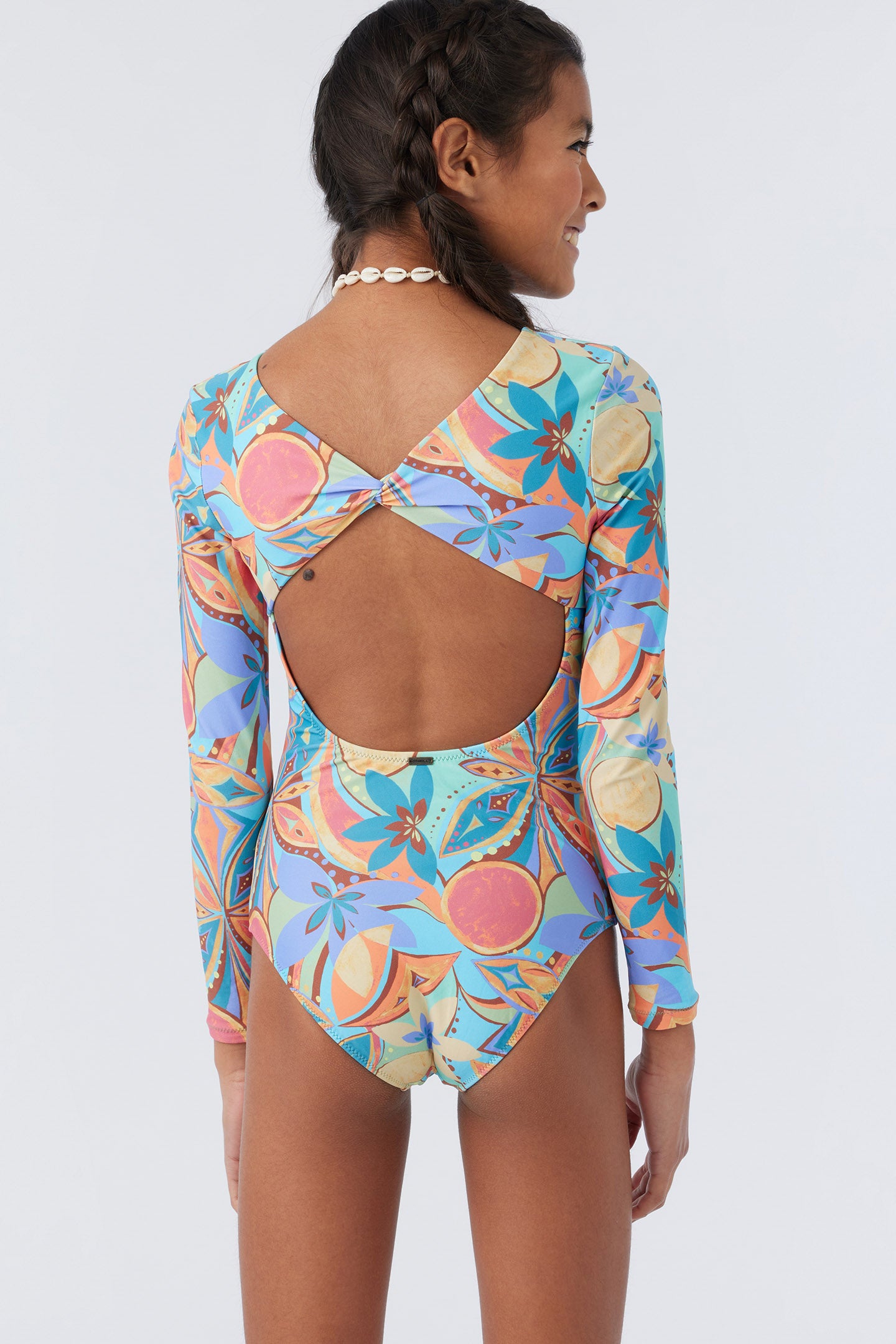 GIRL'S NINA ABSTRACT TWIST BACK SURF SUIT