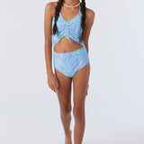 Girl's Winona Tile Cinched One-Piece